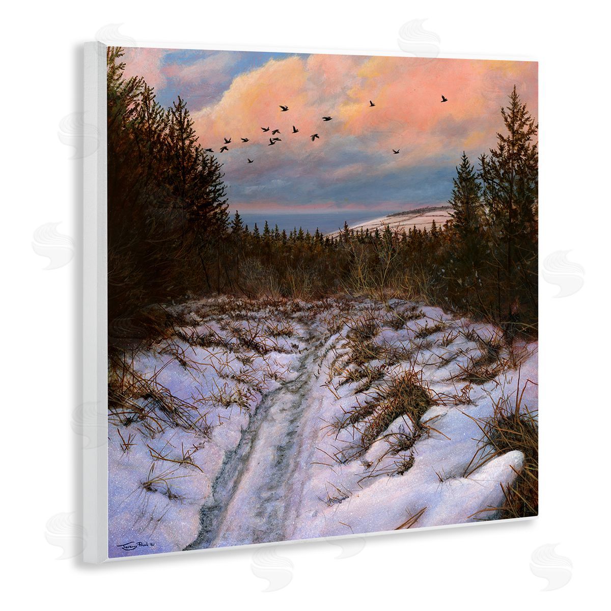 Jeremy Paul Snowy Coastal Nature Trail Wooden Wall Plaque Art Print
