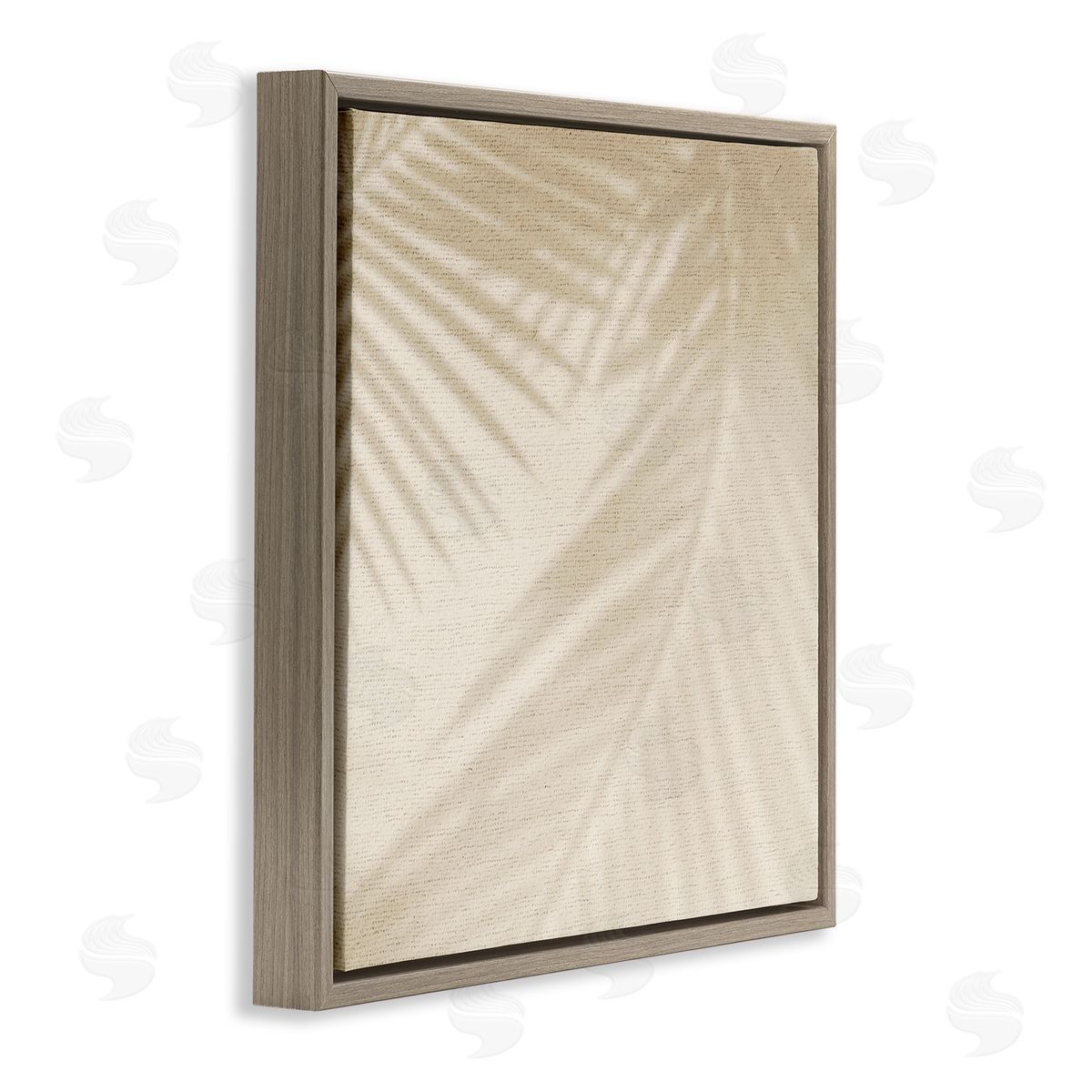 Stupell Studio Soft Beige Neutral Palm Leaves Brown Floating Frame Canvas Wall Art Print