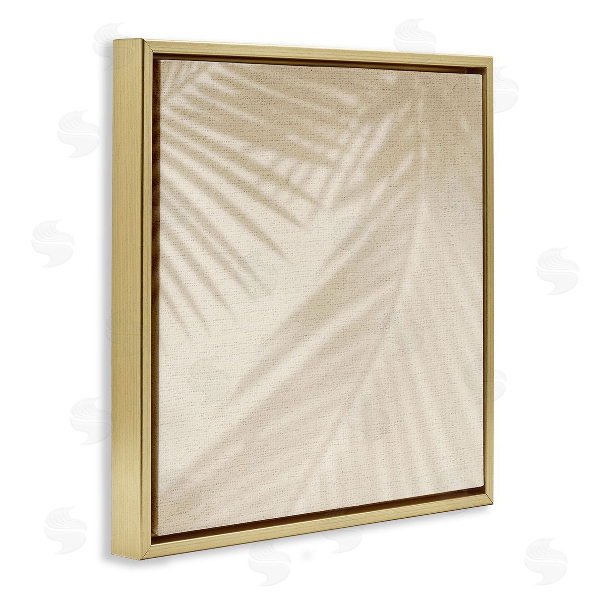 Stupell Studio Soft Beige Neutral Palm Leaves Gold Floating Frame Canvas Wall Art Print