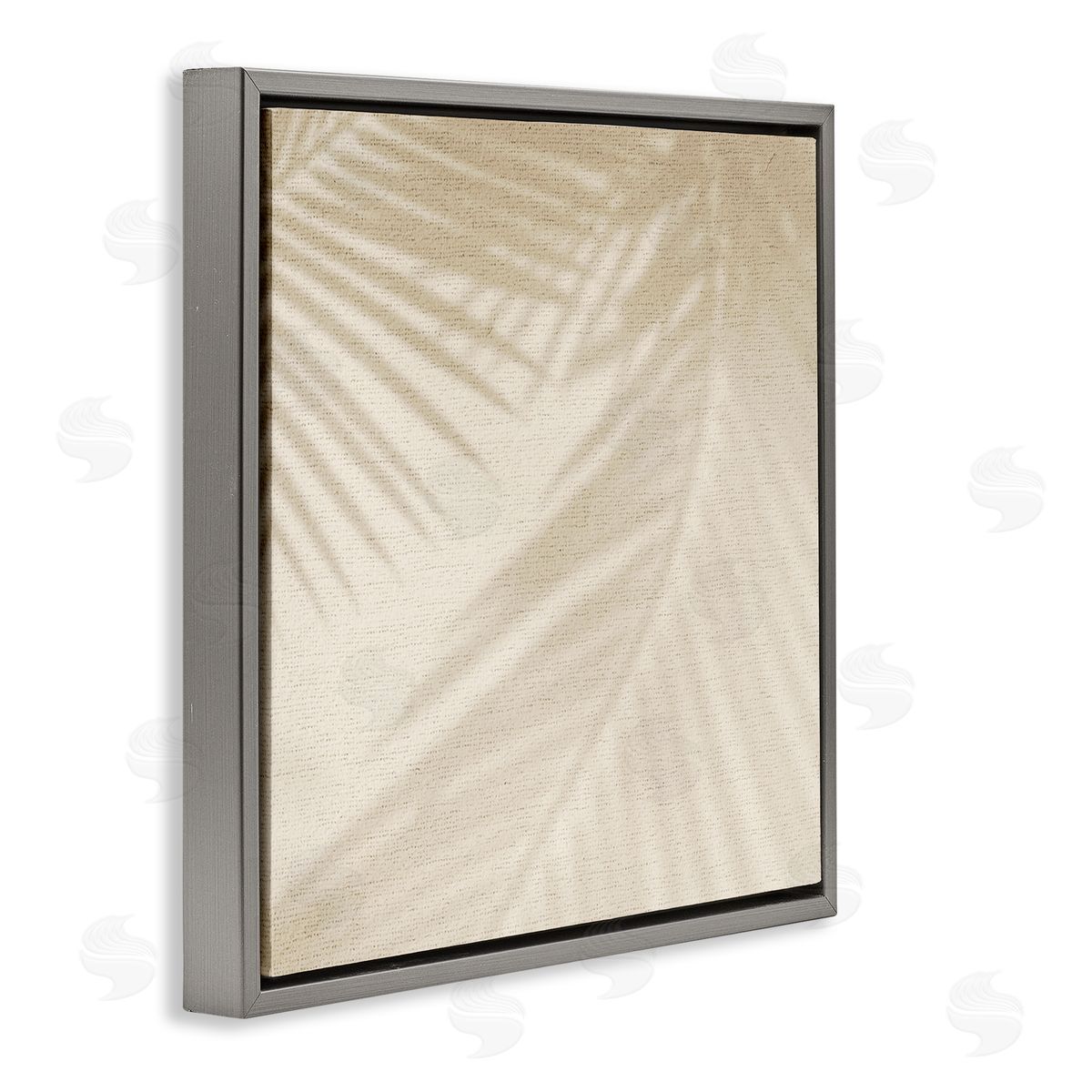 Stupell Studio Soft Beige Neutral Palm Leaves Gray Floating Frame Canvas Wall Art Print