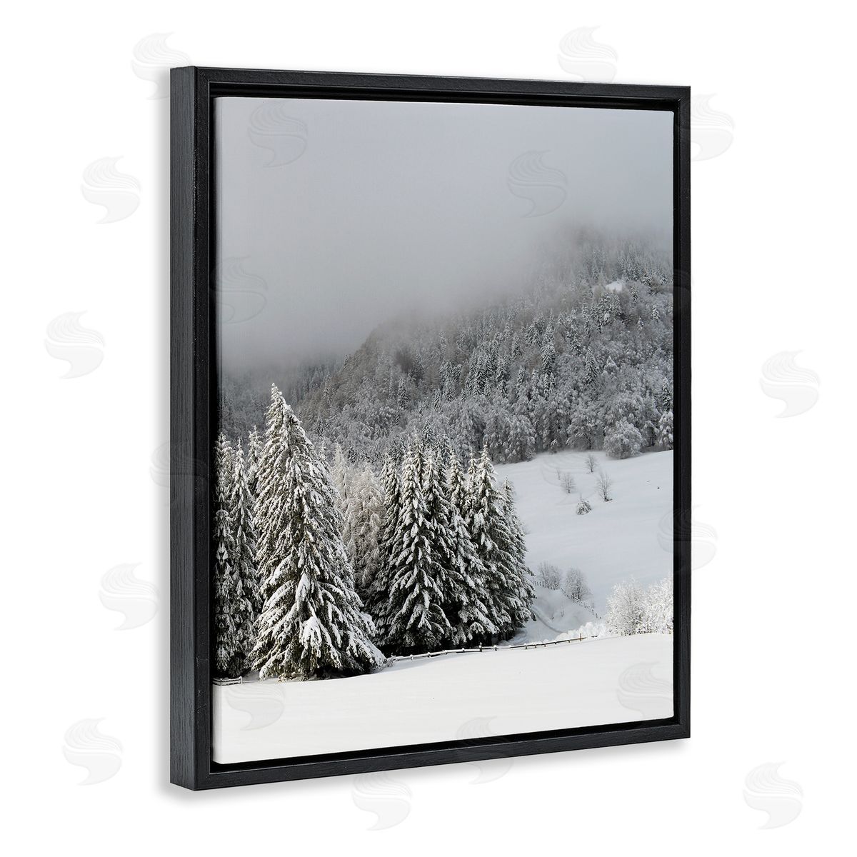 Winter Snowscape Woodland Trees Black Floating Frame Canvas Wall Art, Home Decor by Stupell Studio