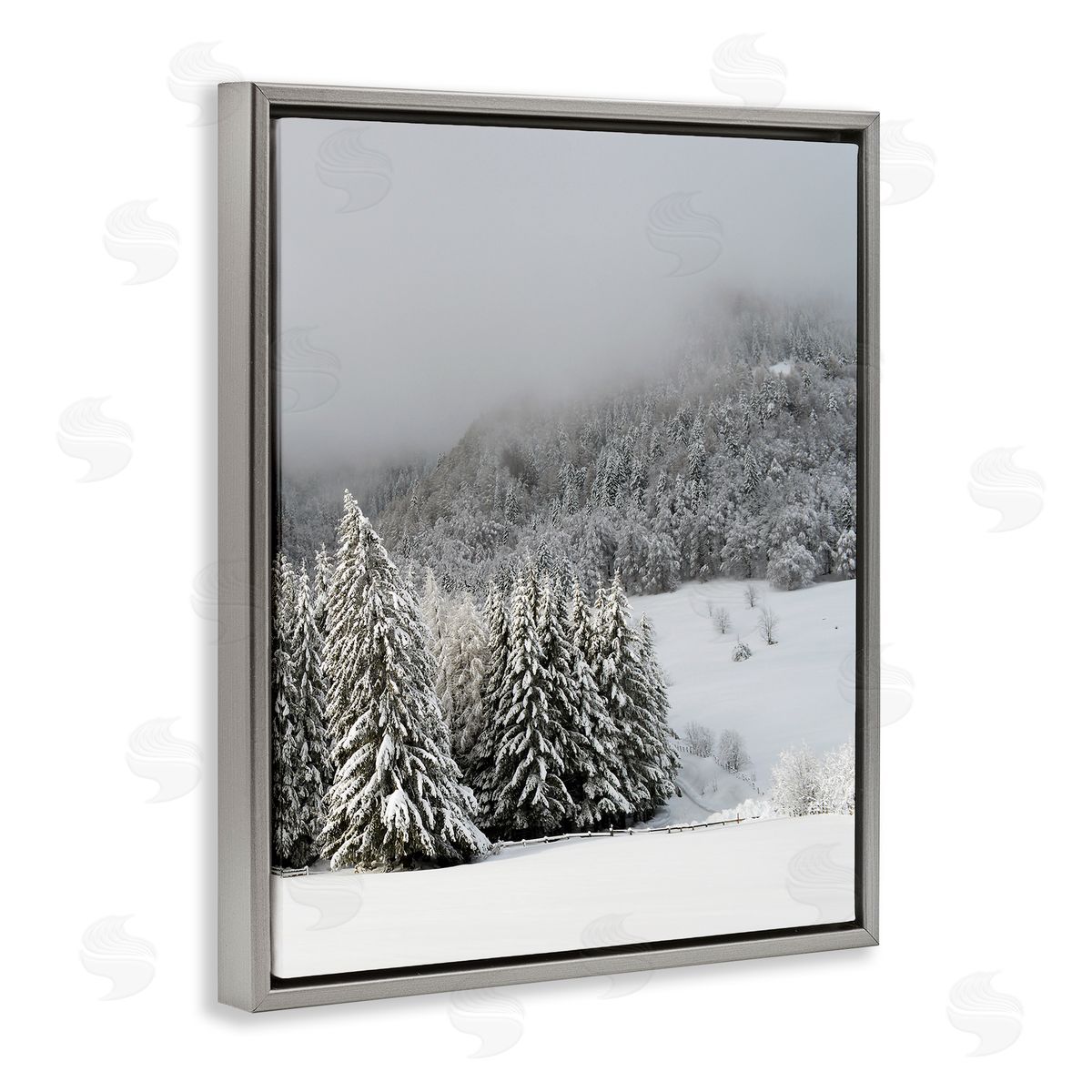 Winter Snowscape Woodland Trees Grey Floating Frame Canvas Wall Art, Home Decor by Stupell Studio