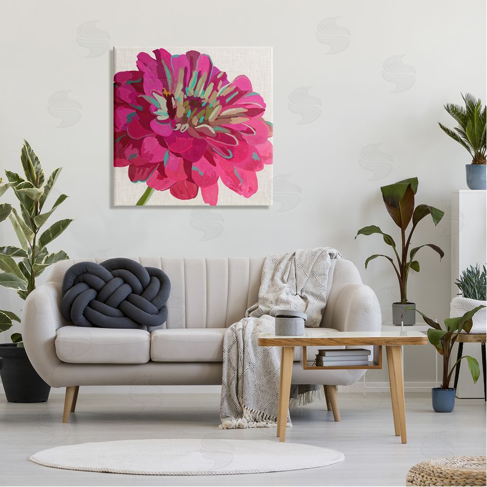 Suzanne Allard Vivid Pink Dahlia Flower Bloom Canvas Wall Art in Room