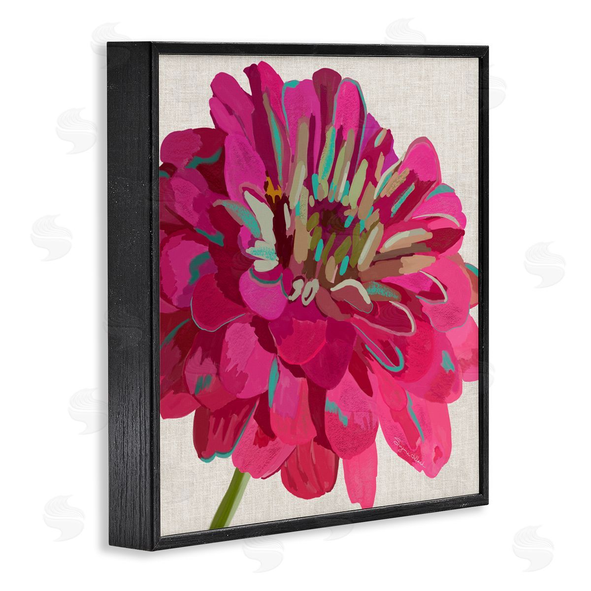 Suzanne Allard Vivid Pink Dahlia Flower Bloom Black Framed Glicee Wall Art Print