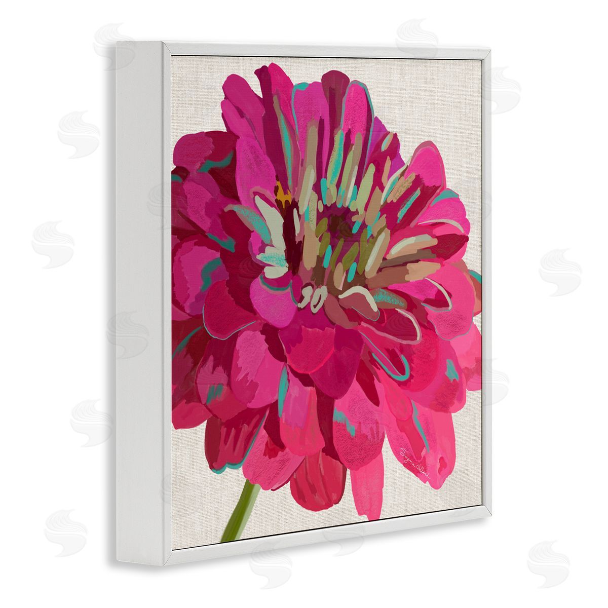 Suzanne Allard Vivid Pink Dahlia Flower Bloom White Framed Glicee Wall Art Print