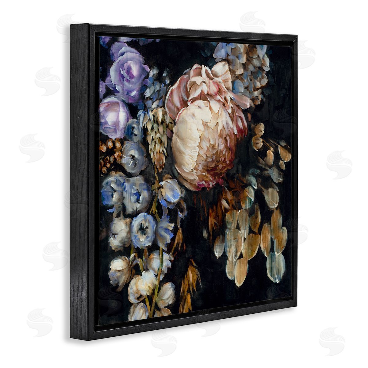 Liz Jardine Traditional Floral Arrangement Black Floating Frame Canvas Wall Art Print