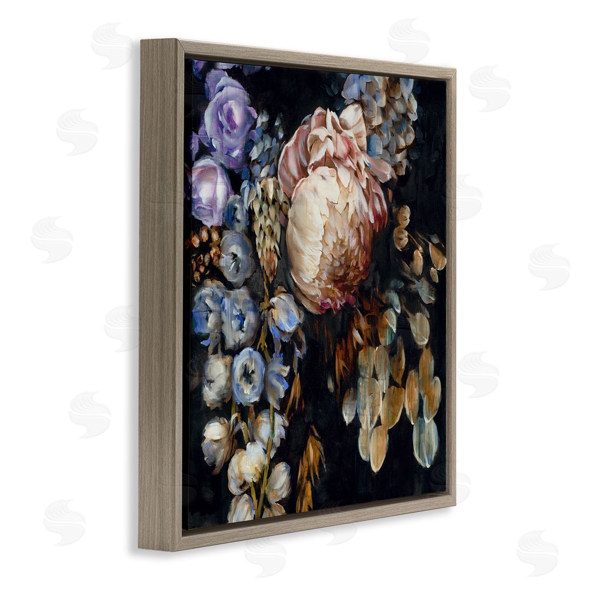 Liz Jardine Traditional Floral Arrangement Brown Floating Frame Canvas Wall Art Print