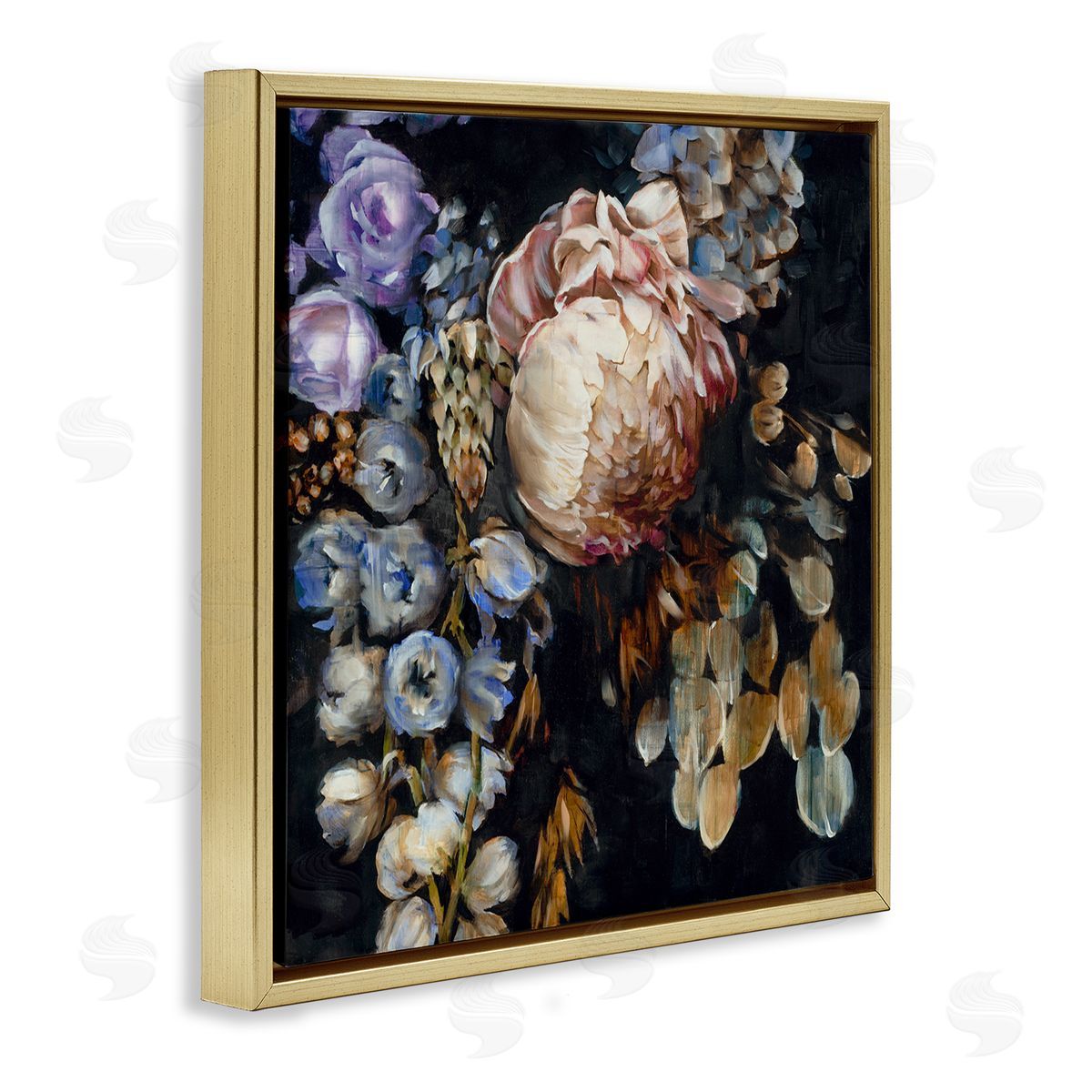 Liz Jardine Traditional Floral Arrangement Gold Floating Frame Canvas Wall Art Print