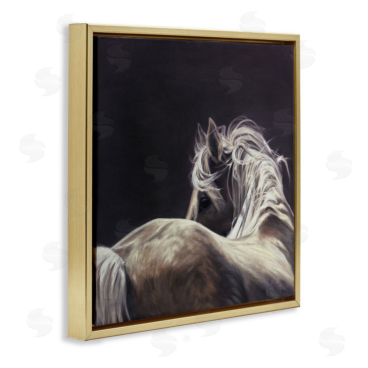 Kim McElroy Windblown Horse Mane Portrait Gold Floating Frame Canvas Wall Art Print