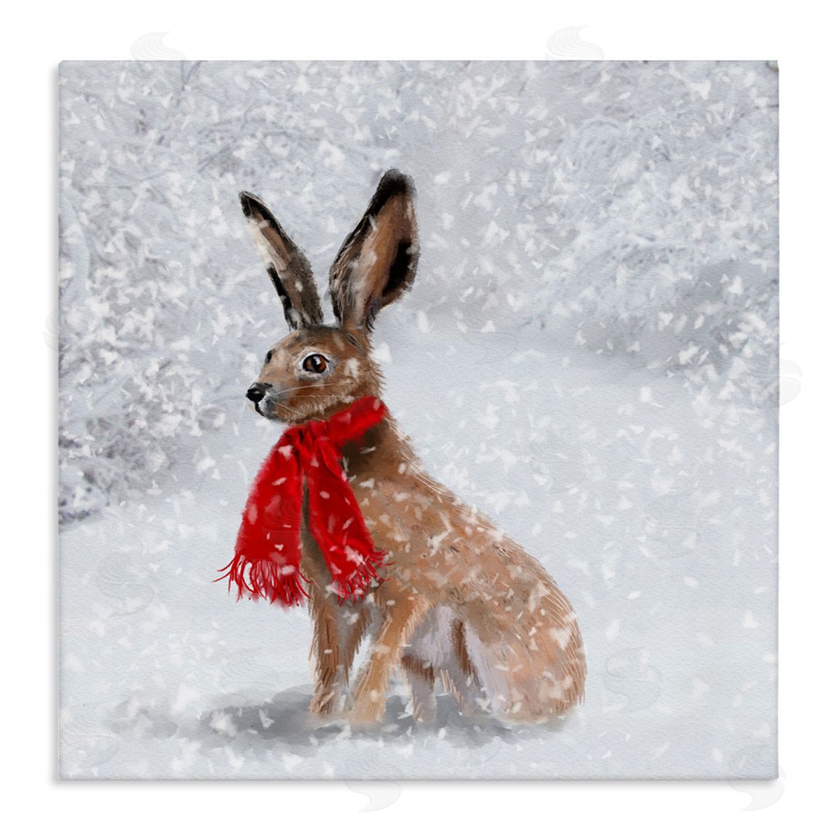 Lemon & Sugar Winter Rabbit Scarf Landscape Stretched Canvas Wall Art Print