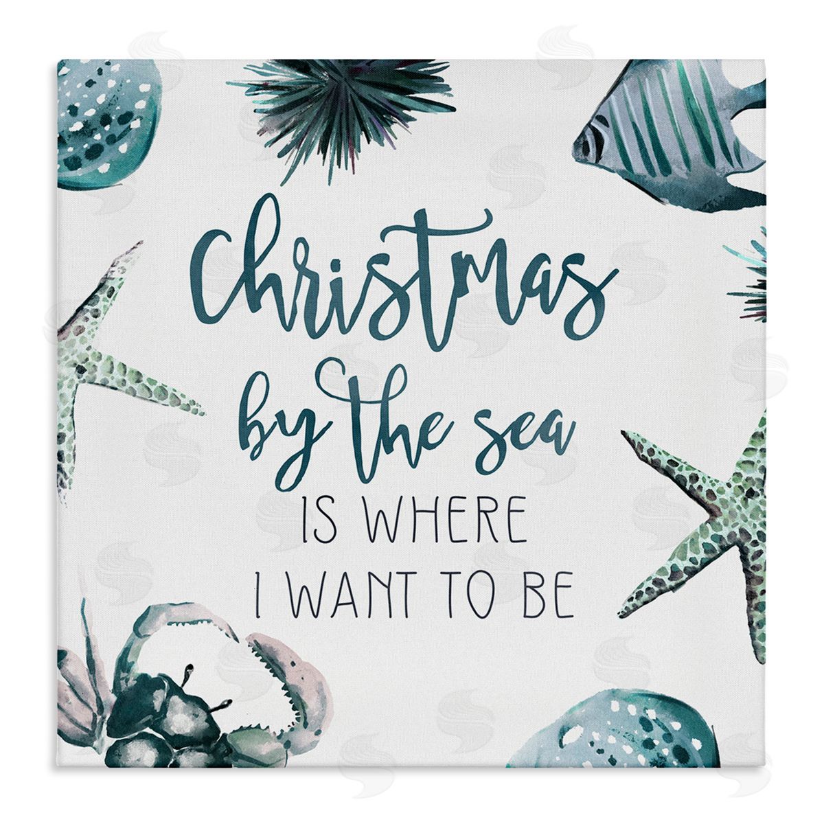 Ziwei Li Christmas By The Sea Nautical Stretched Canvas Wall Art Print