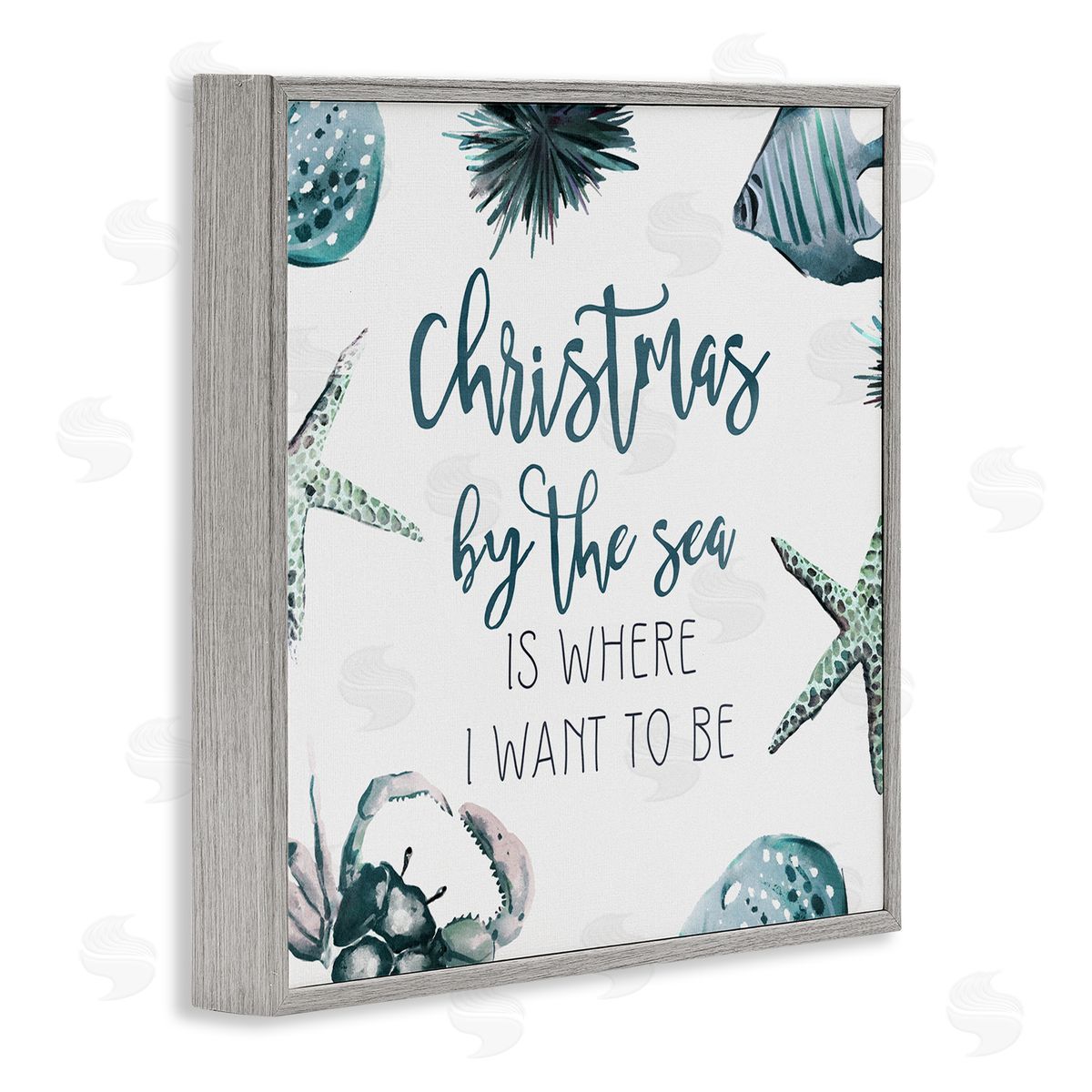 Ziwei Li Christmas By The Sea Nautical Gray Framed Glicee Wall Art Print
