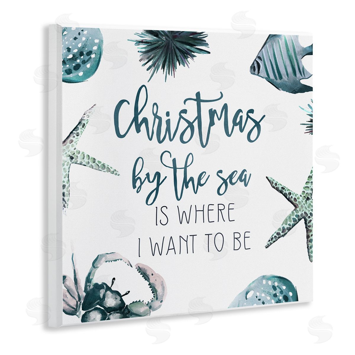 Ziwei Li Christmas By The Sea Nautical Wooden Wall Plaque Art Print