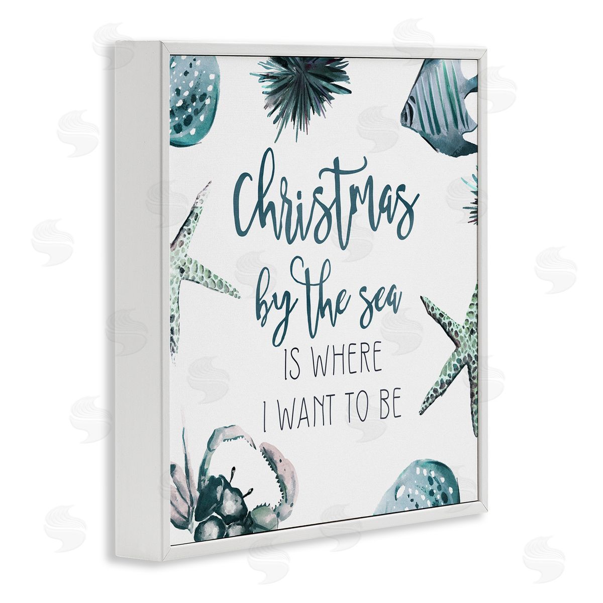 Ziwei Li Christmas By The Sea Nautical White Framed Glicee Wall Art Print