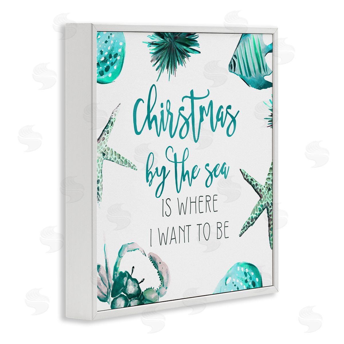 Ziwei Li Christmas By The Sea Phrase White Framed Glicee Wall Art Print