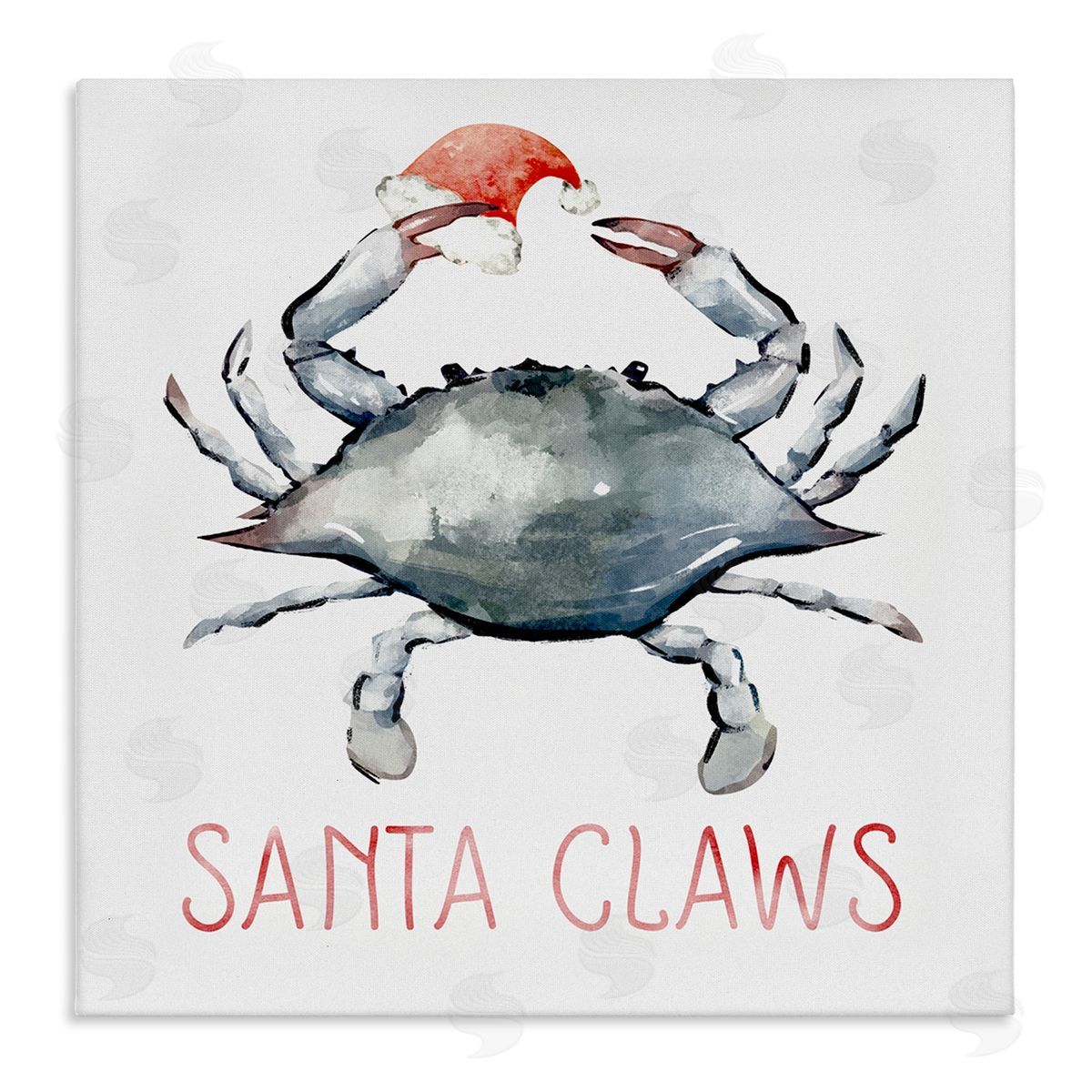 Ziwei Li Santa Claws Holiday Crab Stretched Canvas Wall Art Print
