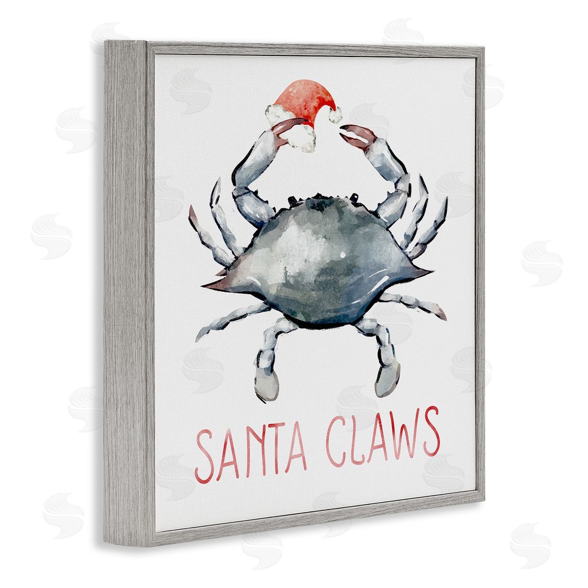 Ziwei Li Santa Claws Holiday Crab Gray Framed Glicee Wall Art Print