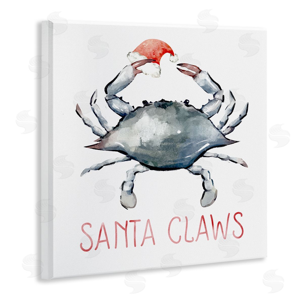 Ziwei Li Santa Claws Holiday Crab Wooden Wall Plaque Art Print