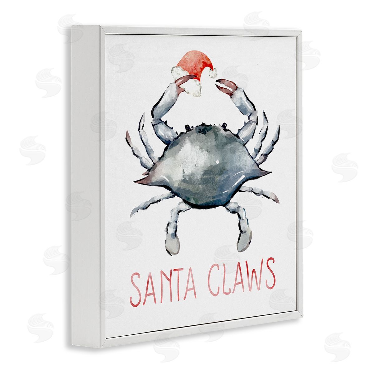 Ziwei Li Santa Claws Holiday Crab White Framed Glicee Wall Art Print