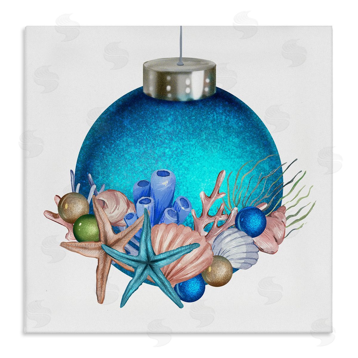 Ziwei Li Nautical Sea Life Holiday Ornament Stretched Canvas Wall Art Print