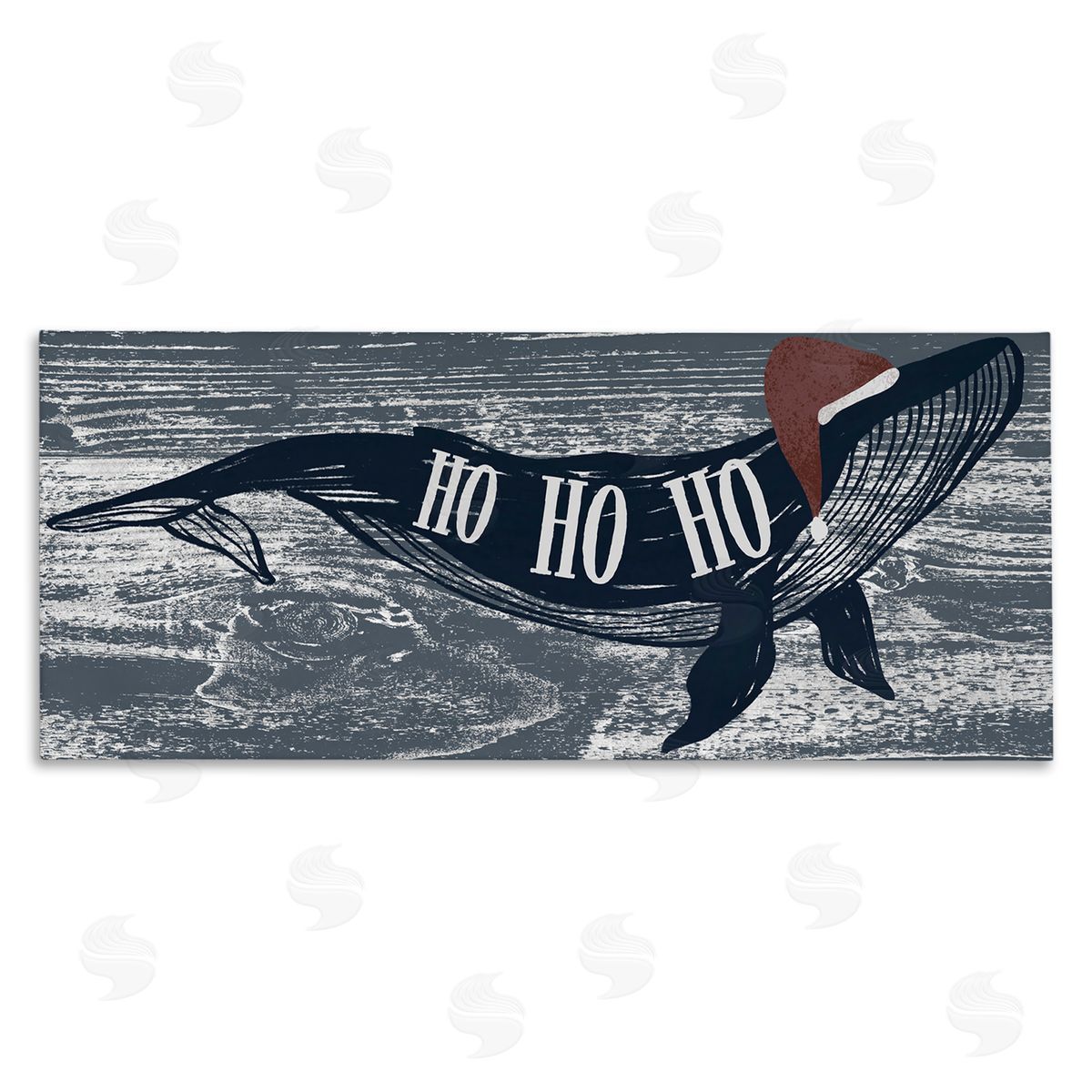Ziwei Li Ho Ho Ho Christmas Santa Whale Stretched Canvas Wall Art Print