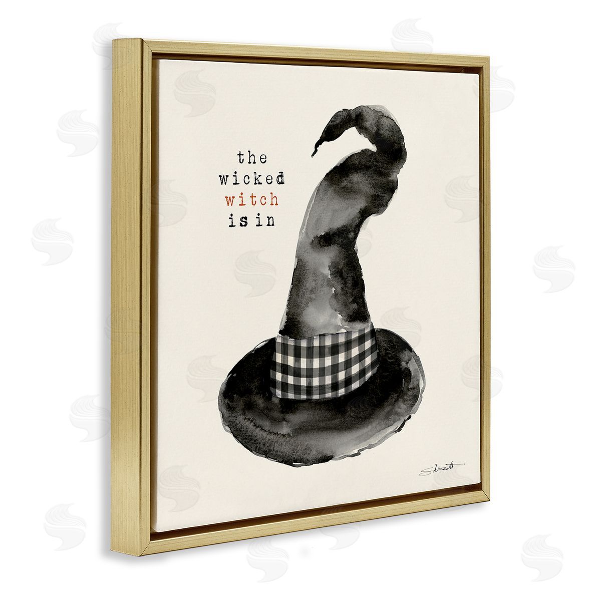 Stephanie Workman Marrott The Wicked Witch Is In Halloween Gold Floating Frame Canvas Wall Art Print