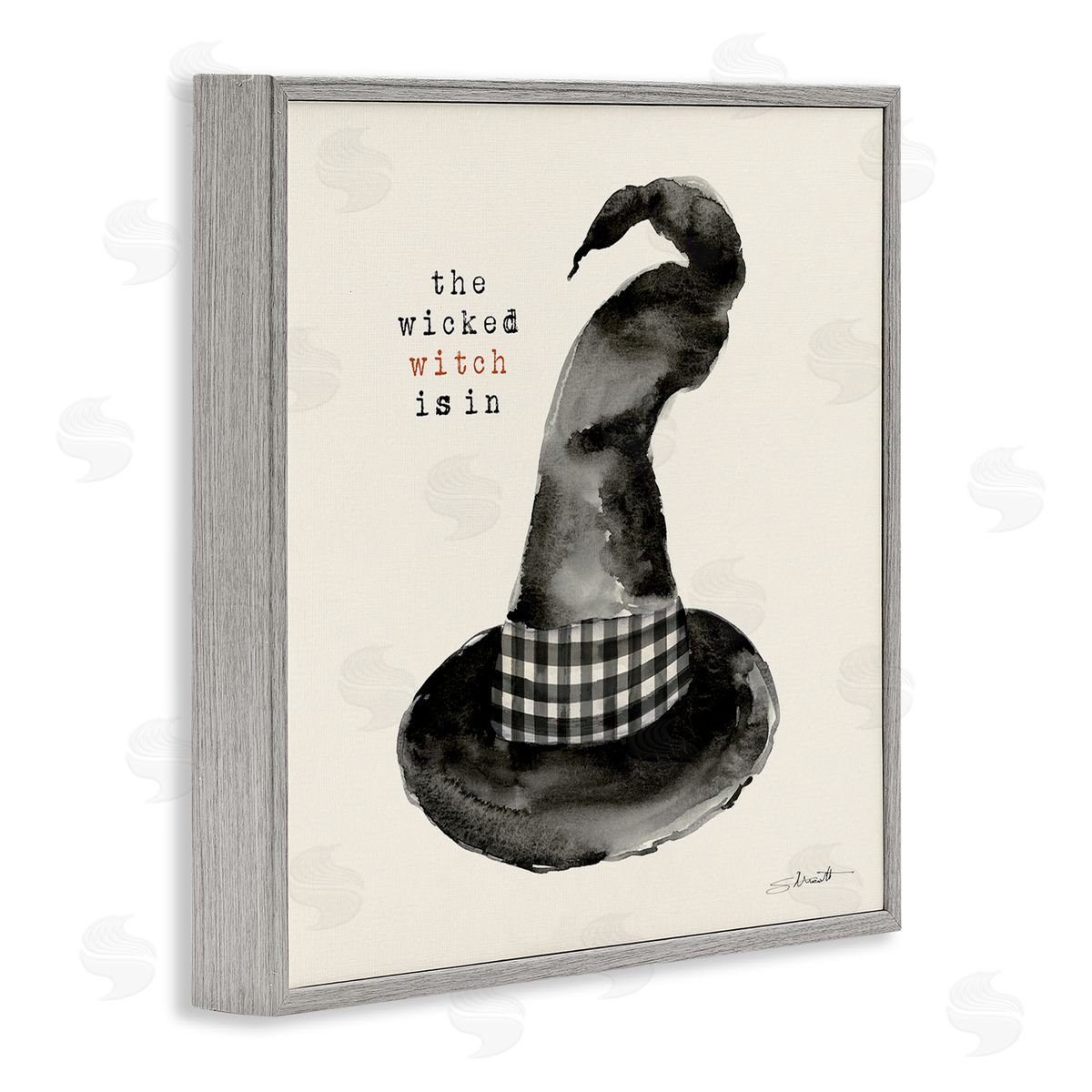Stephanie Workman Marrott The Wicked Witch Is In Halloween Gray Framed Glicee Wall Art Print