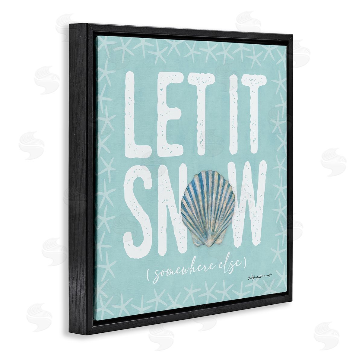 Stephanie Workman Marrott Let It Snow Somewhere Else Holiday Black Floating Frame Canvas Wall Art Print