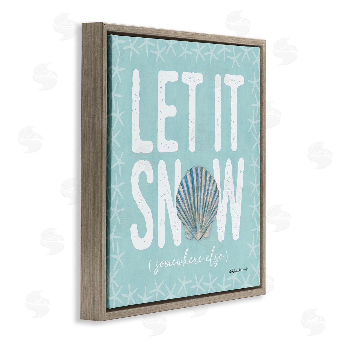 Stephanie Workman Marrott Let It Snow Somewhere Else Holiday Brown Floating Frame Canvas Wall Art Print