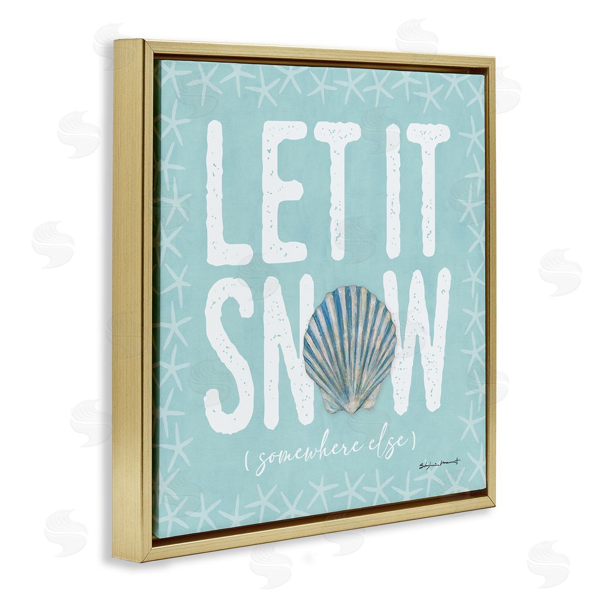 Stephanie Workman Marrott Let It Snow Somewhere Else Holiday Gold Floating Frame Canvas Wall Art Print
