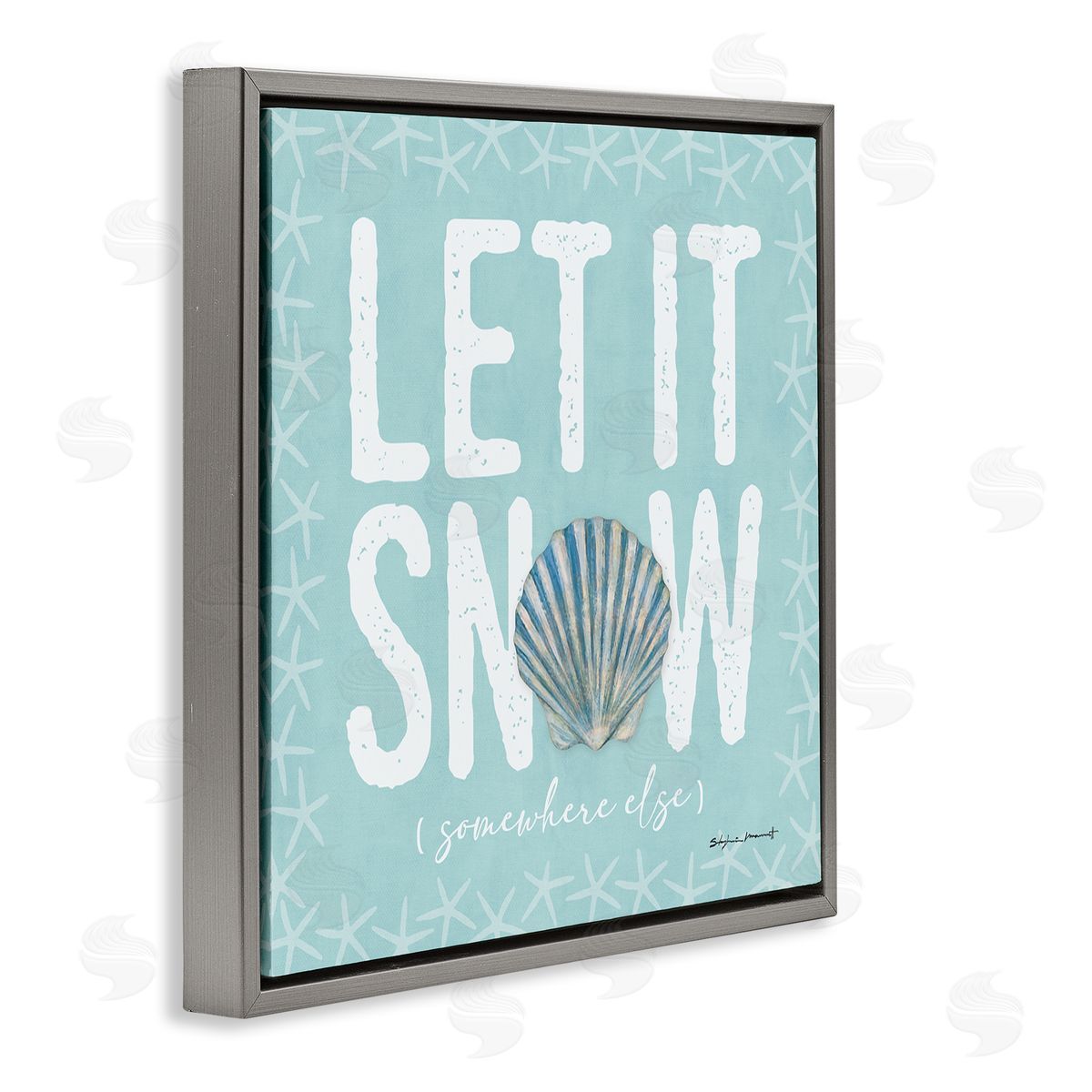 Stephanie Workman Marrott Let It Snow Somewhere Else Holiday Gray Floating Frame Canvas Wall Art Print