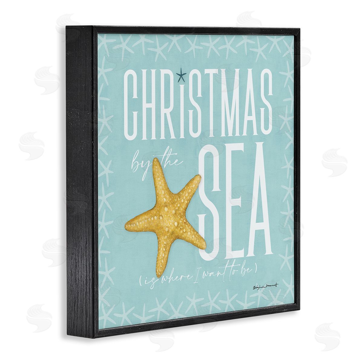 Stephanie Workman Marrott Christmas By The Sea Turquoise Black Framed Glicee Wall Art Print