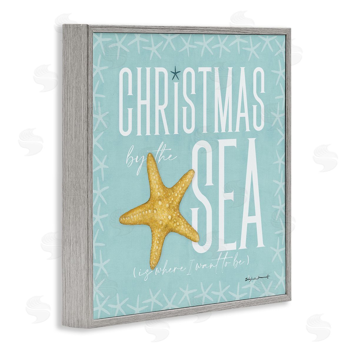 Stephanie Workman Marrott Christmas By The Sea Turquoise Gray Framed Glicee Wall Art Print