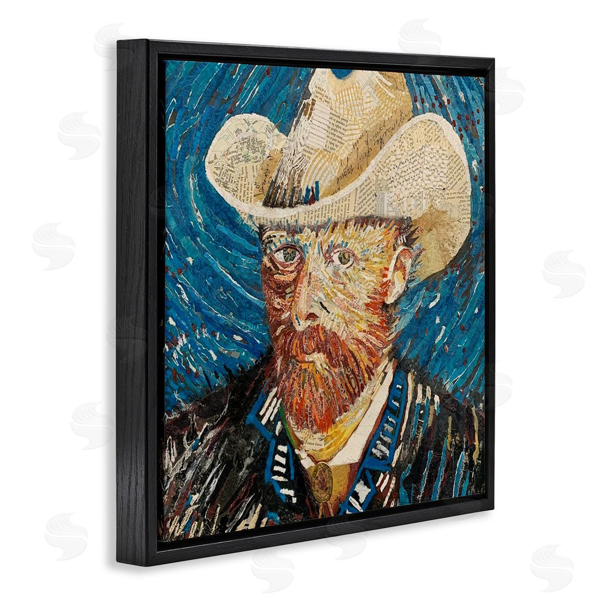 Stacy Gresell Van Gogh Classic Portrait Collage Black Floating Frame Canvas Wall Art Print
