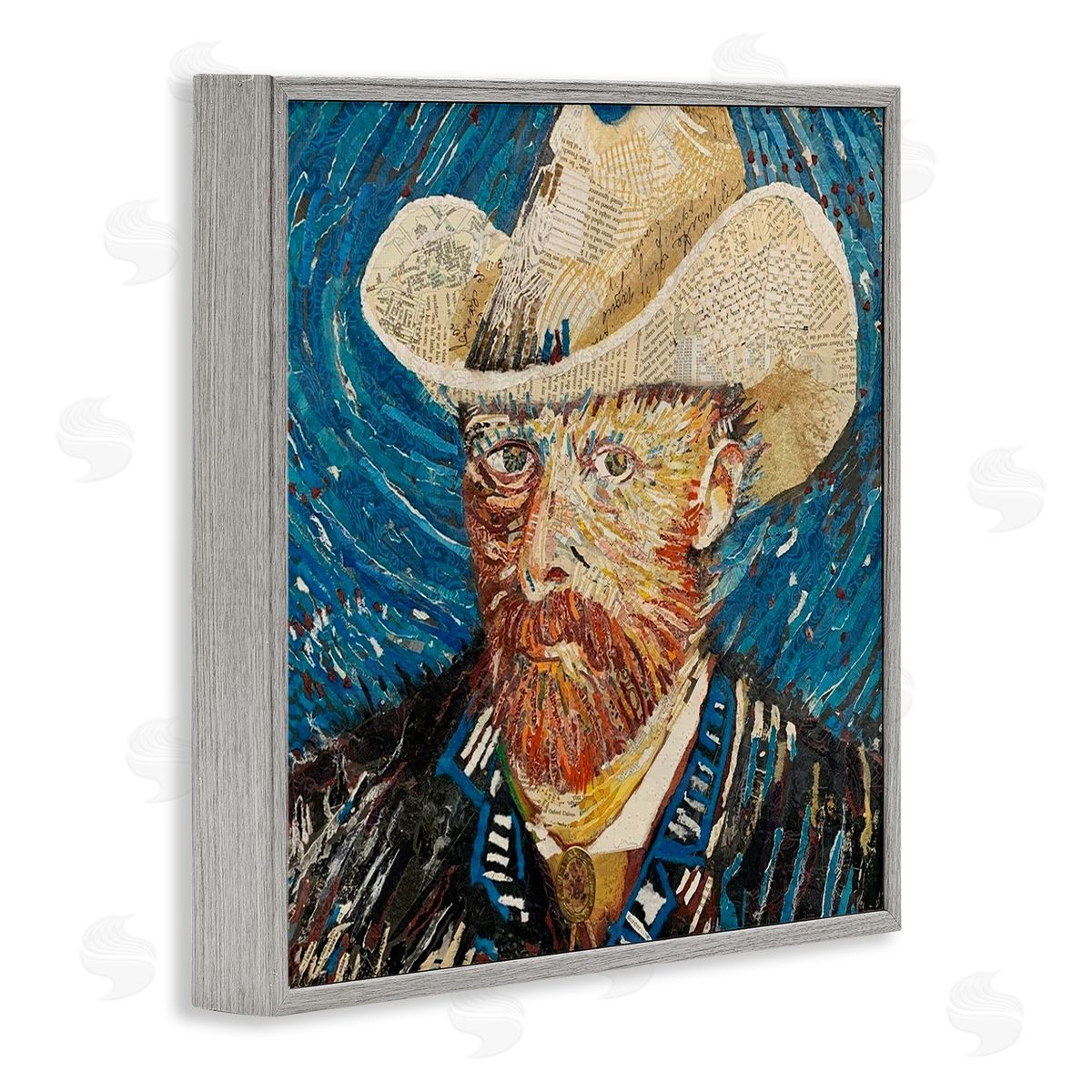 Stacy Gresell Van Gogh Classic Portrait Collage Gray Framed Glicee Wall Art Print