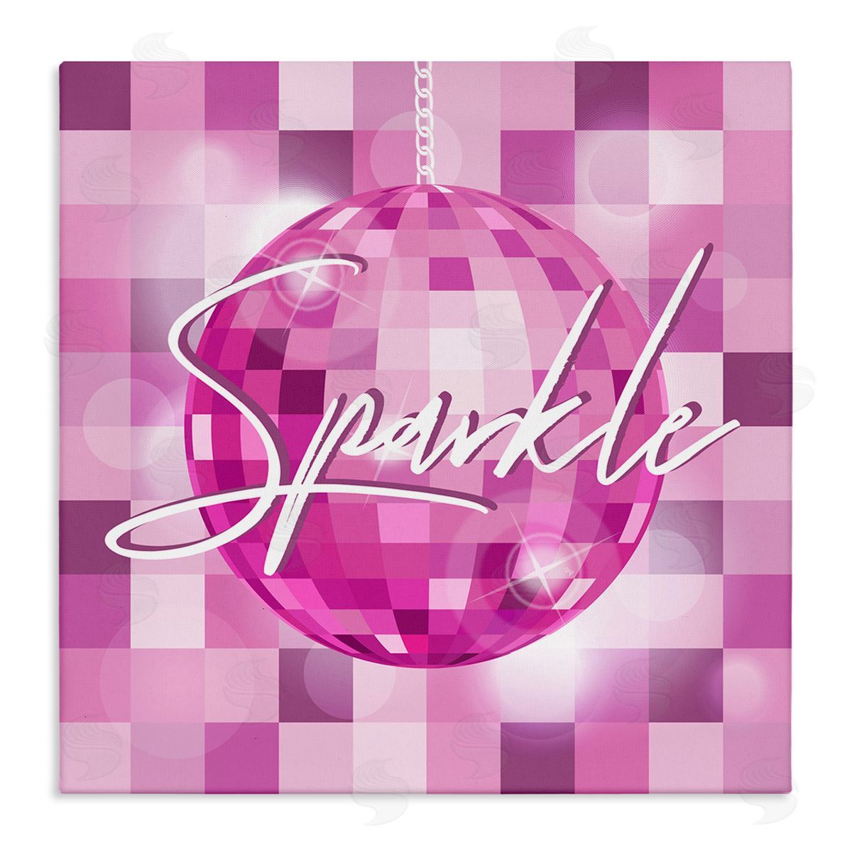 Martina Pavlova Sparkle Pink Disco Ball Pattern Stretched Canvas Wall Art Print
