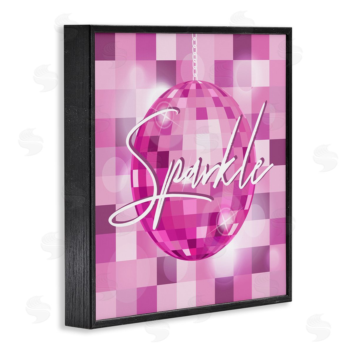 Martina Pavlova Sparkle Pink Disco Ball Pattern Black Framed Glicee Wall Art Print