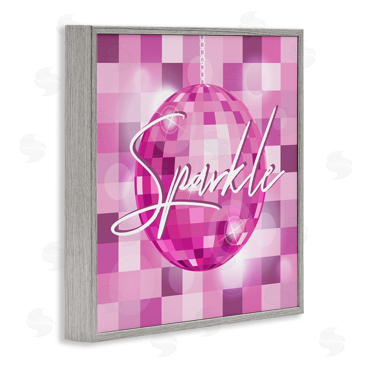 Martina Pavlova Sparkle Pink Disco Ball Pattern Gray Framed Glicee Wall Art Print
