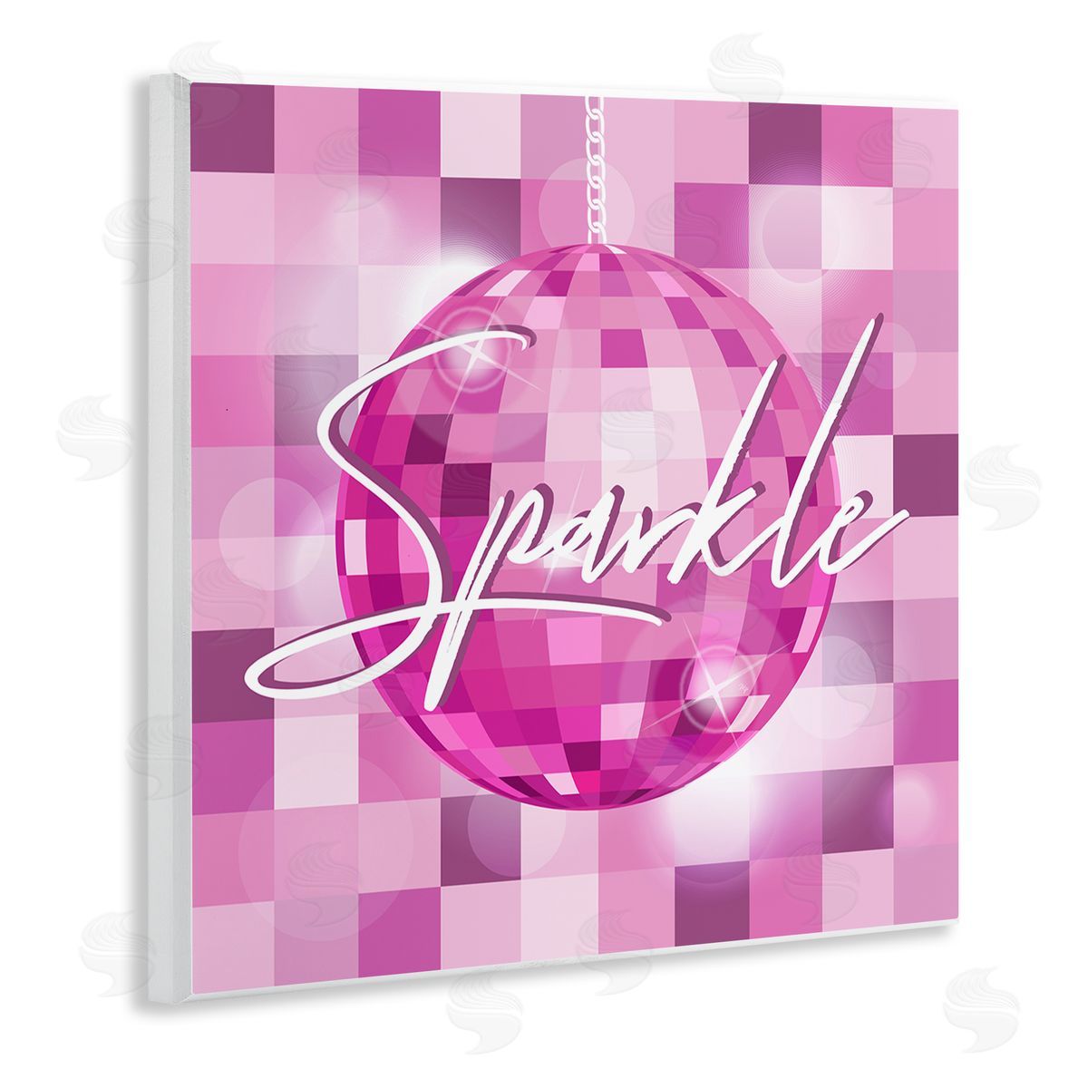 Martina Pavlova Sparkle Pink Disco Ball Pattern Wooden Wall Plaque Art Print