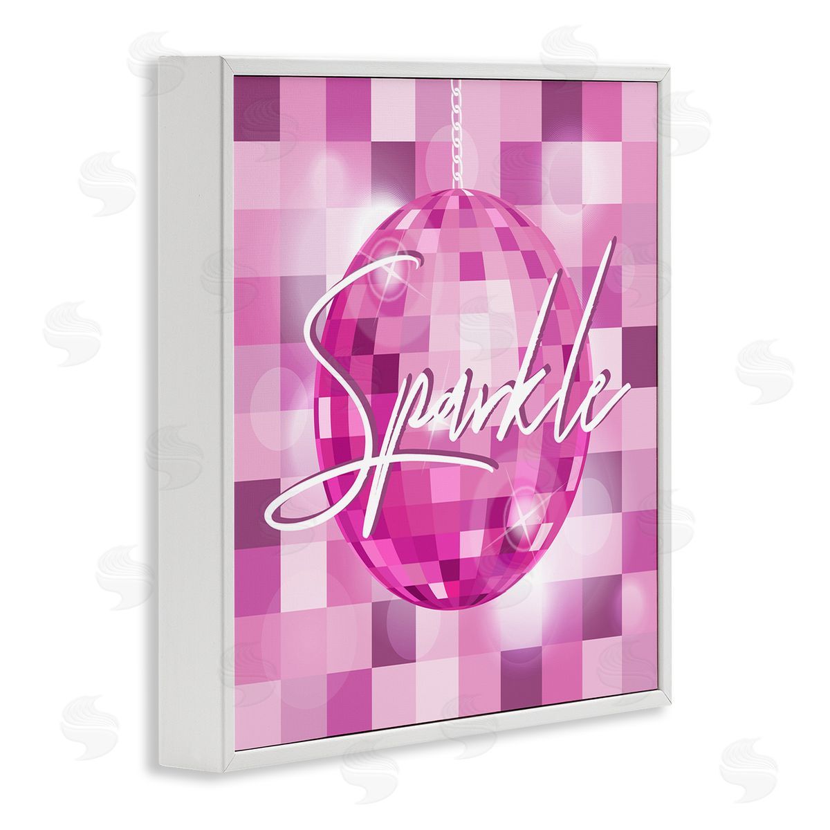 Martina Pavlova Sparkle Pink Disco Ball Pattern White Framed Glicee Wall Art Print