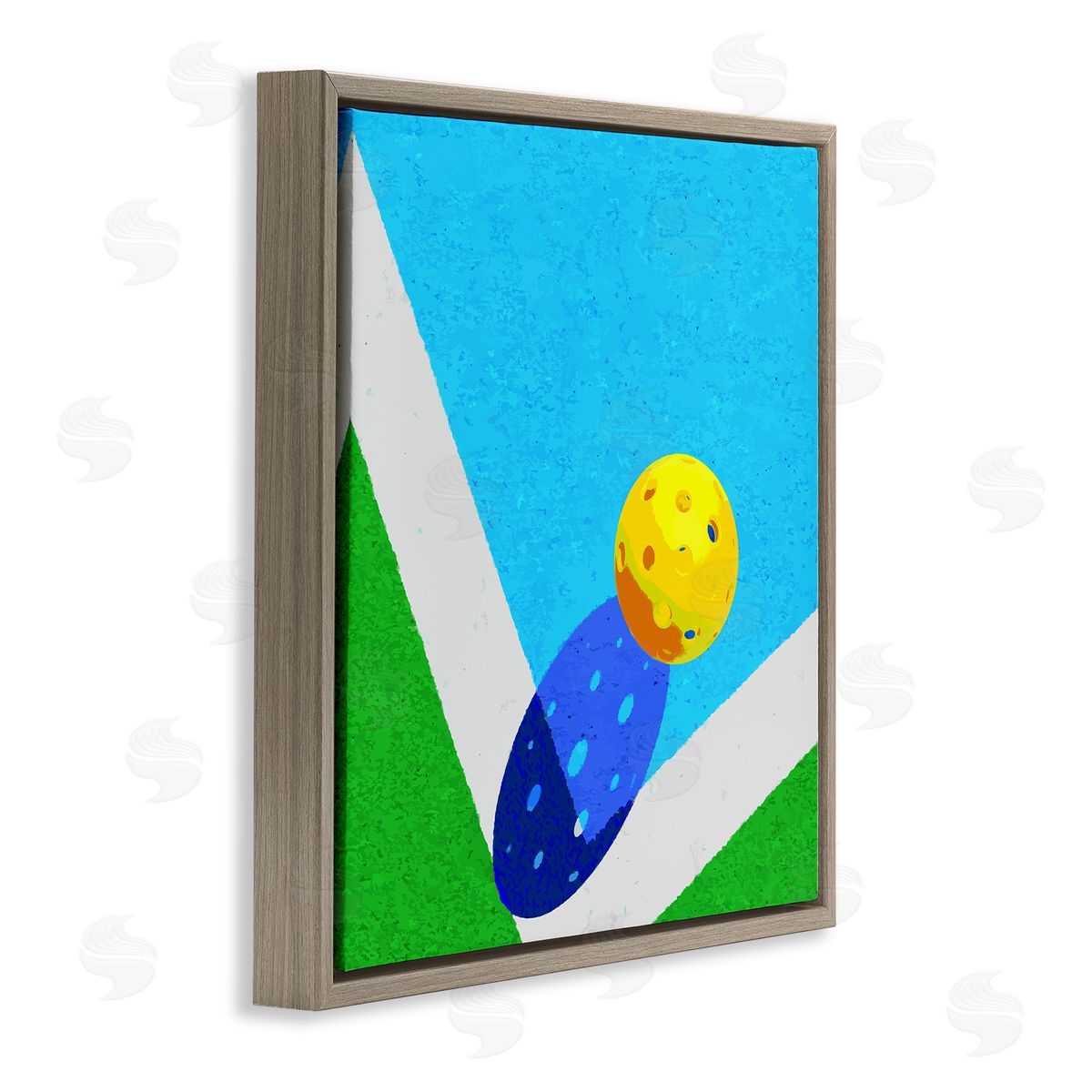 Stupell Studio Wiffle Ball Court Abstract Sports Brown Floating Frame Canvas Wall Art Print
