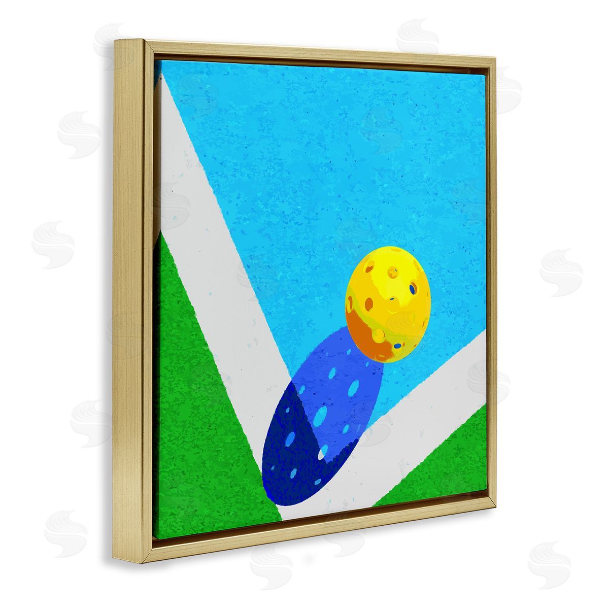 Stupell Studio Wiffle Ball Court Abstract Sports Gold Floating Frame Canvas Wall Art Print