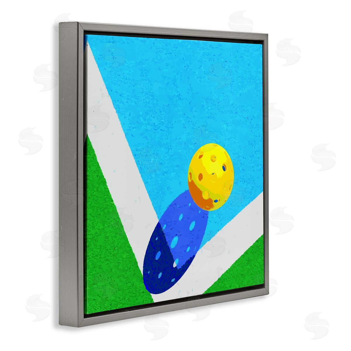 Stupell Studio Wiffle Ball Court Abstract Sports Gray Floating Frame Canvas Wall Art Print