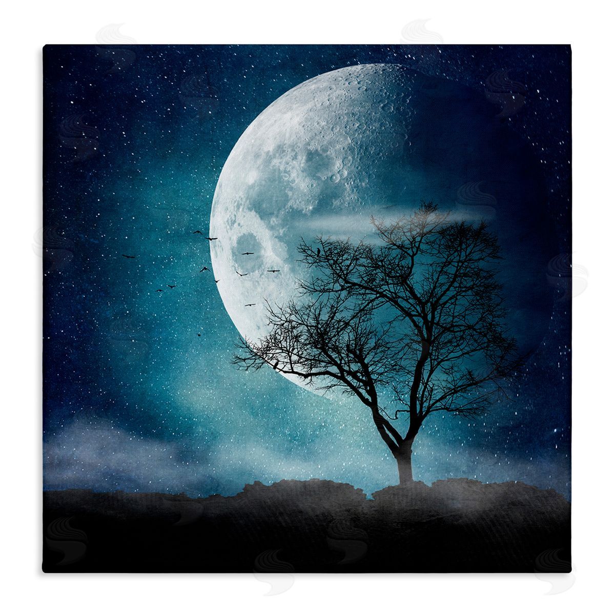 Dirk Wustenhagen Surreal Full Moon Tree Silhouette Stretched Canvas Wall Art Print