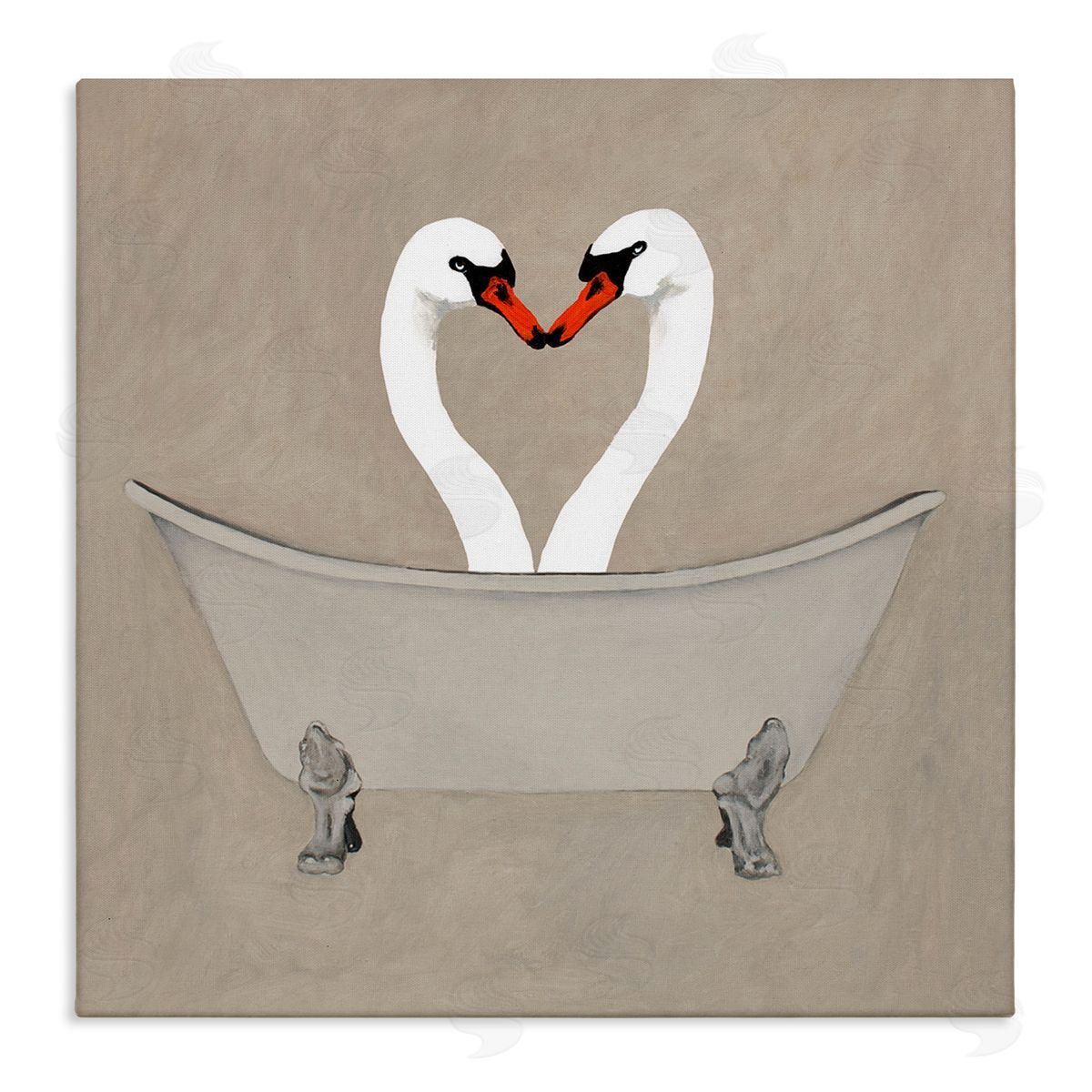 Coco de Paris Two Swans Heart Shape Bathtub Stretched Canvas Wall Art Print