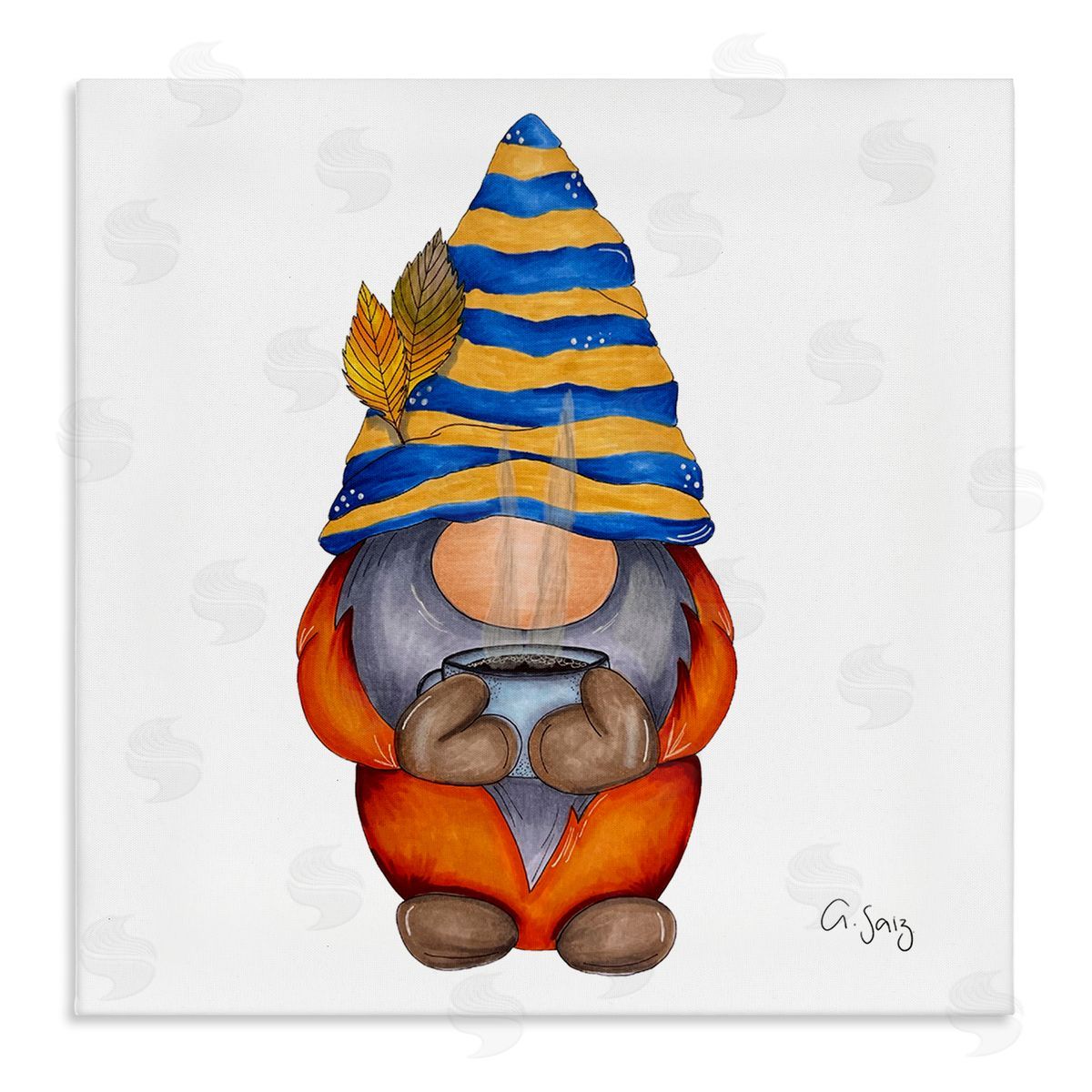 Ale Saiz Studio Gnome Steaming Coffee Cup Drink Stretched Canvas Wall Art Print