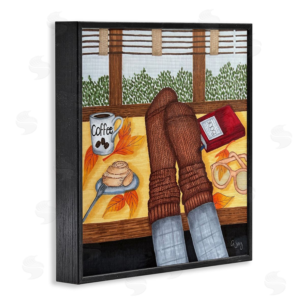 Ale Saiz Studio Resting Feet Autumn Cozy Coffee Black Framed Glicee Wall Art Print