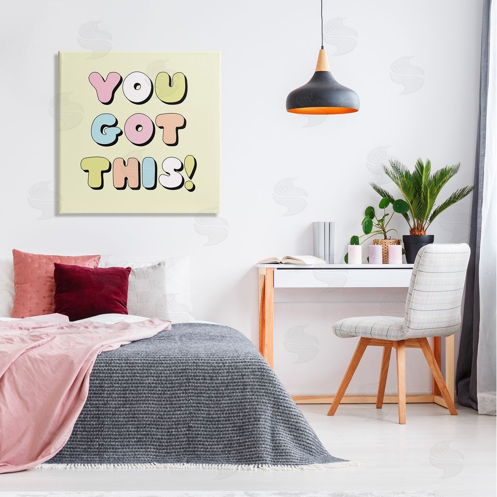 Lula Bijoux & co. Yellow You Got This Phrase Canvas Wall Art in Room