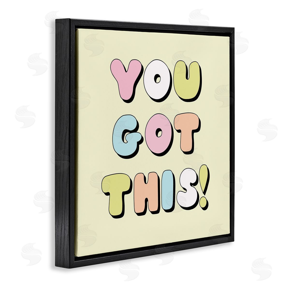 Lula Bijoux & co. Yellow You Got This Phrase Black Floating Frame Canvas Wall Art Print