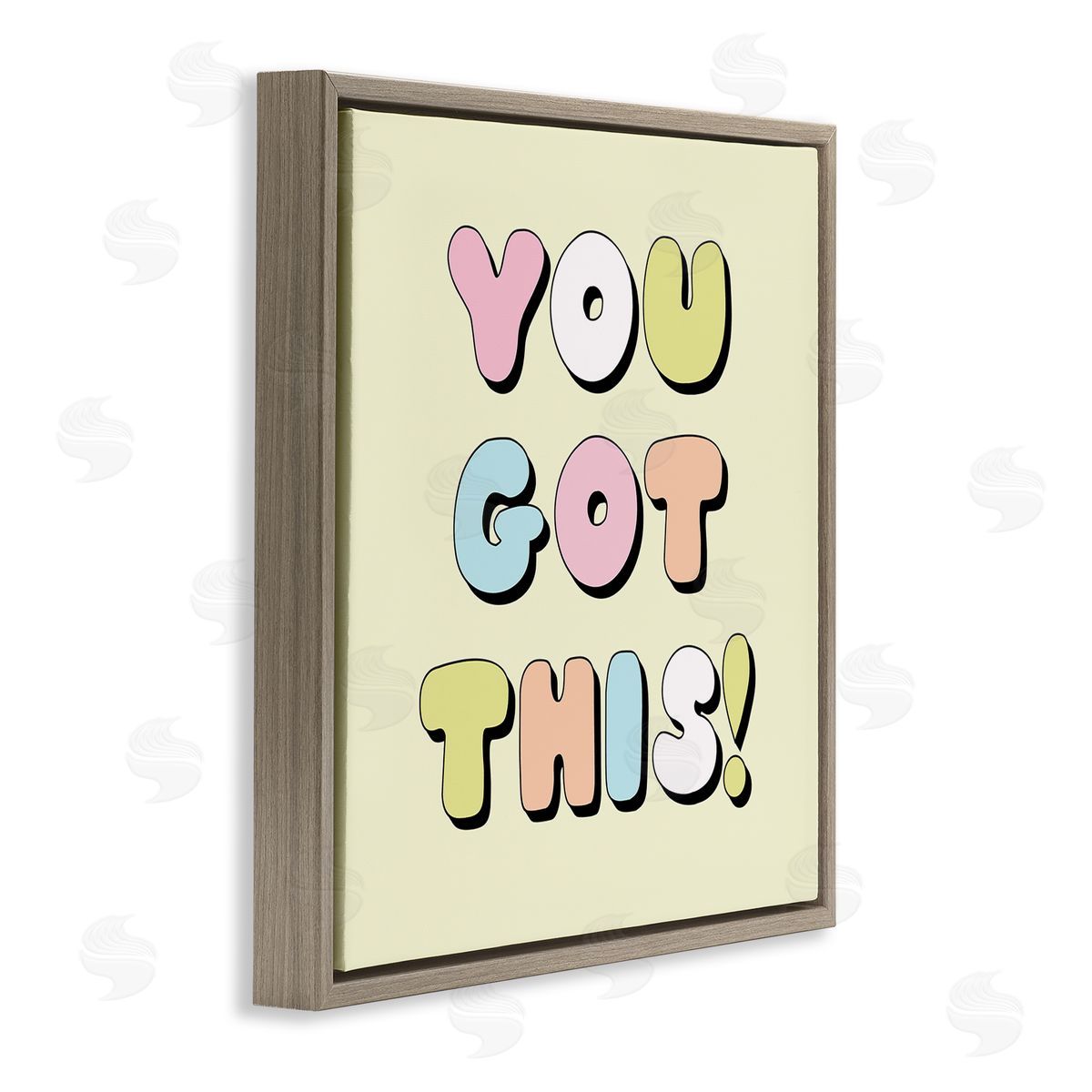 Lula Bijoux & co. Yellow You Got This Phrase Brown Floating Frame Canvas Wall Art Print